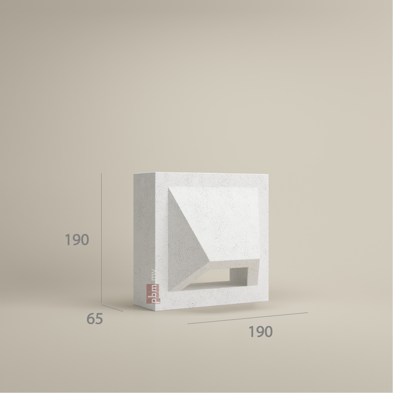 VB+ 808.65 concrete ventilation block – 190x190x65 mm with angled louvre face design for ventilated screen walls and facades