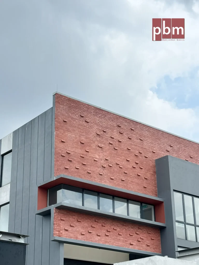 Close-up of PBM Facing Brick FB 370 used in creative laying pattern