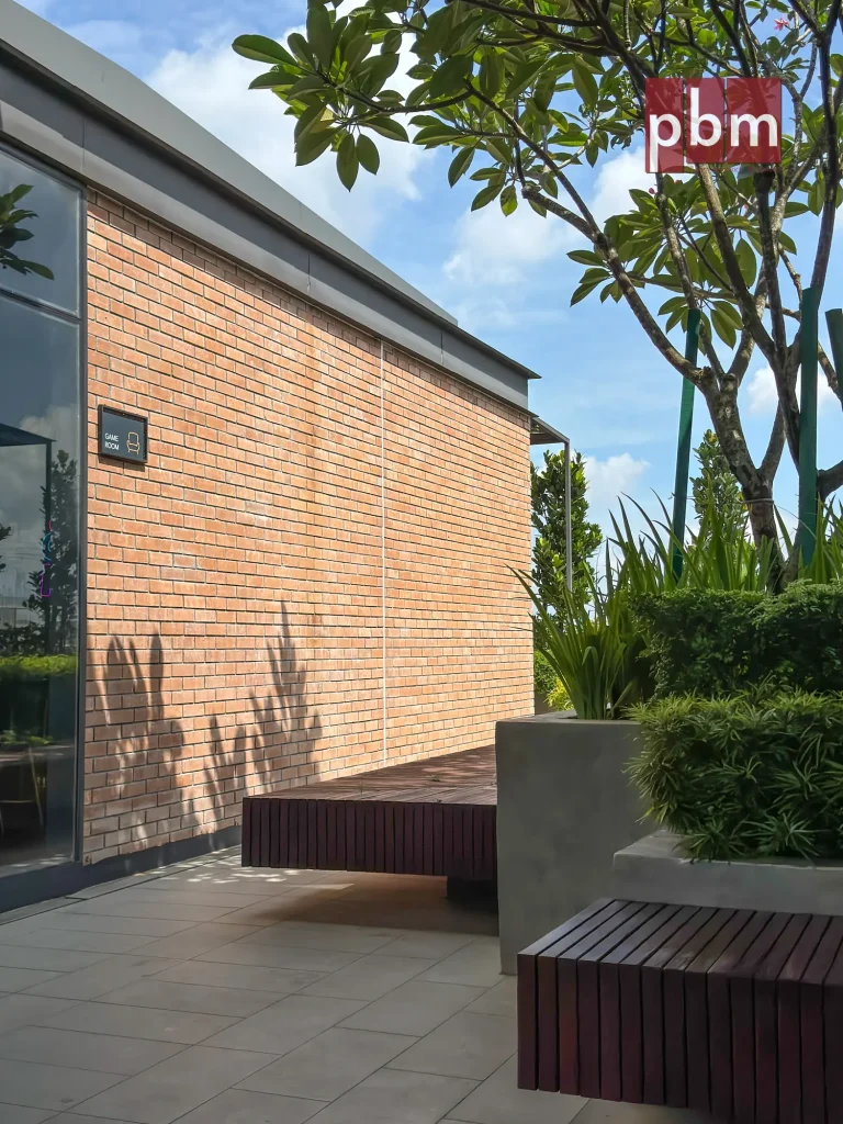 PBM Facing Brick used in EmHub’s rooftop garden area