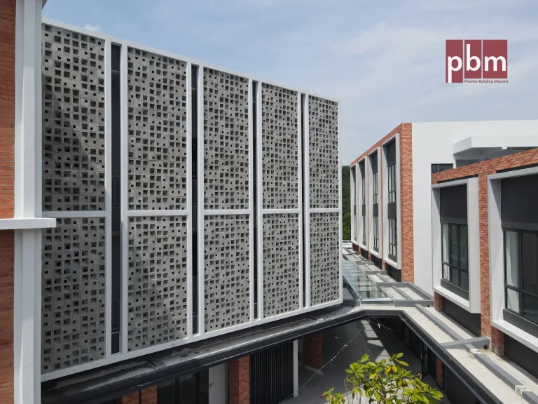 PBM VB 190.68 ventilation blocks forming a textured feature wall at Gamuda Gardens Square