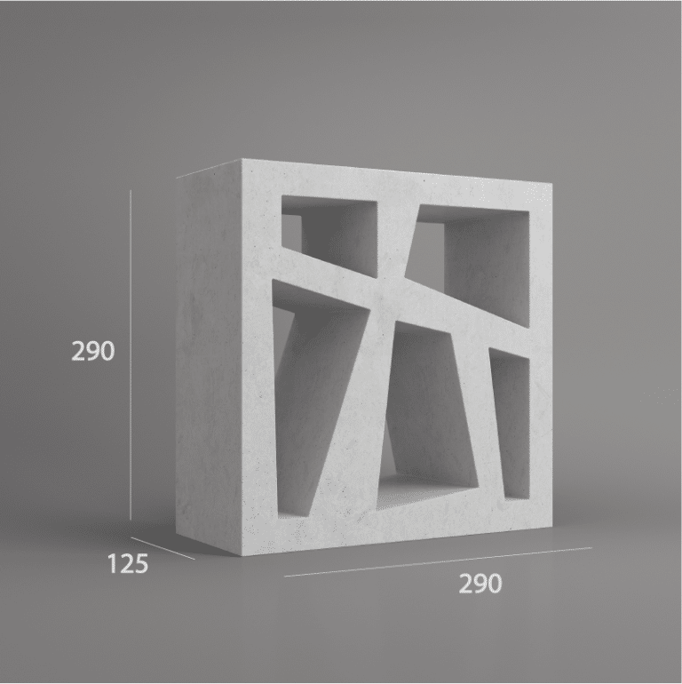 VB 313.125 concrete ventilation block with modern asymmetric angled cutouts – studio render view